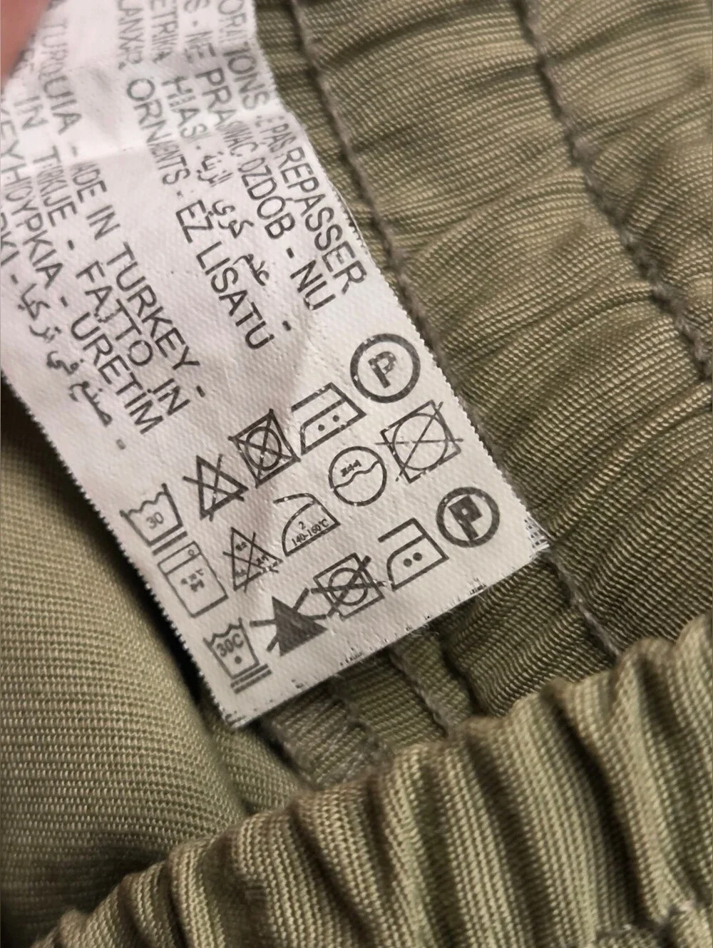 ZARA Green Jogger Pants High Rise Elastic Waist Cropped Embellished Stripe M